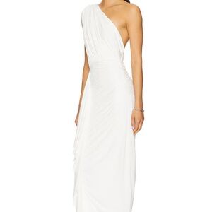 Superdown Juliet Midi White One-Shoulder Dress